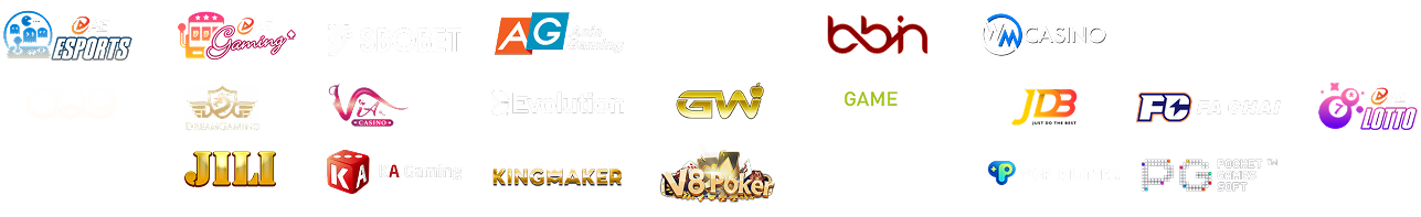 Danh sách đối tác cung cấp trò chơi của PG01 như Sexy, DG, WM, GA28, FC...